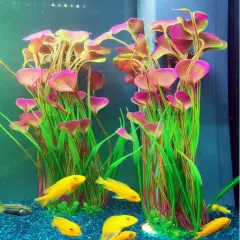 ALEGI Fish Tank Decorations Plastic Plants Large,Aquarium Red 2 Pcs 