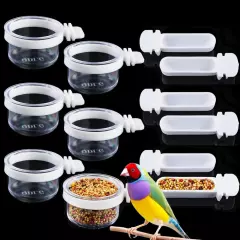 6 Pcs Small Bird Detachable Transparent Bowl Parrot Plastic Cup Canary Finch Con