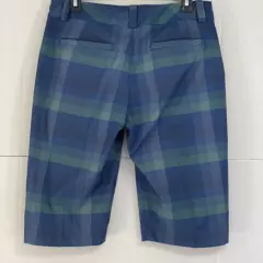 NIKE GOLF DRI FIT womens plaid bermuda blue shorts size