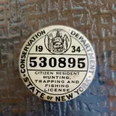 1934 NY State Hunting Trapping Fishing License