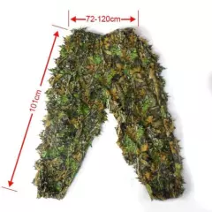 3D Hunting Tactical Camouflage Tree Leaves Camo Ghillie Suit Jacket Pants Set