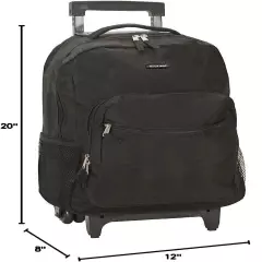 Rockland Double Handle Rolling Backpack Black 17-Inch