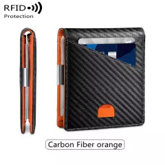 Minimalist men's wallet RFID anti-theft brush double fold cross front pocket