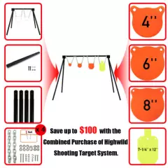 AR500 Steel Shooting Target Stand System(Stand, Chains&4"6"8" Gong+7"x 12"Torso)