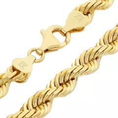 10K Yellow Gold Rope Diamond Cut Mens Chain Bracelet 8" -9" 6mm 7mm 8mm 9mm 10mm