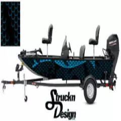 Boat Wrap Kit Cyan Abstract Graphic Hexagon Camo Fishing Bass Fish Decal Vinyl 