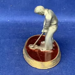 Vintage Pewter Golfer Golf Putter Game Ball Glazed Marble Gold Base ooAK❤️sj7m4s