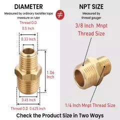 5Pc 3/8" Male to 1/4" Male NPT Hex Nipples Reducer Adapter Brass Fittings