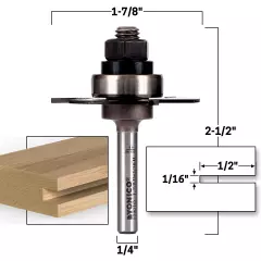 1/16" Slotting Cutter Router Bit - 1/4" Shank - Yonico 12901q