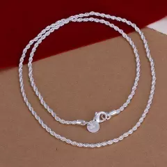 925 2MM Rope Fashion silver cute women lady Chain Necklace for Pendant jewelry