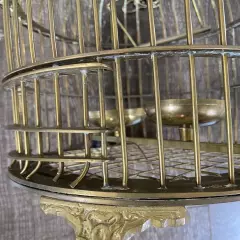 Vintage High Quality Brass Hanging Footed Birdcage