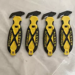 Lot Of (4) Klever XCHANGE, Yellow KCJ-XC 35 Y Safety Box Cutters USA