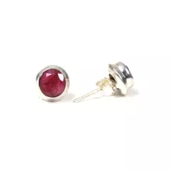 925 Solid Sterling Silver Simulated Ruby Stud Earring I925