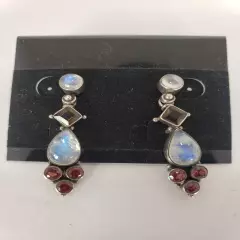 Nicky Butler Sterling Silver Moonstone Orange and Smoky Earrings NB 925 India