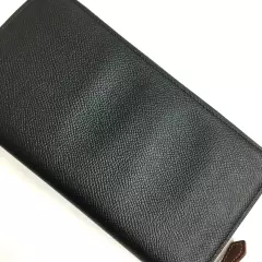 HERMES #7 Azappu long silk in Vaux Epson round zipper leather wallet long