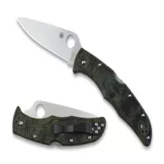 Spyderco Endura Pocket Knife Plain Edge Zome Green FRN Handle C10ZFPGR