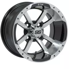 (1) Storm Trooper 12 inch Machined/Matte Black Golf Cart Wheel 3:4