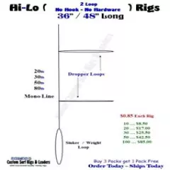 Hi-Lo ( No Hooks - No Hardware ) Fishing Rigs Blackfish Sea Bass Fluke Porgies