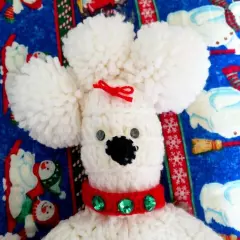 ⛳ New Hand Knit White 6" Wide Poodle Golf Driver Head Cover 4 Puff Feet &Tail