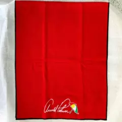 ARNOLD PALMER EMBROIDERED UMBRELLA & SIGNATURE LOGOS RED CADDY TOWEL 