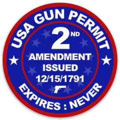 USA Gun Permit 2nd Amendment Issued DECAL Round Die-cut STICKER