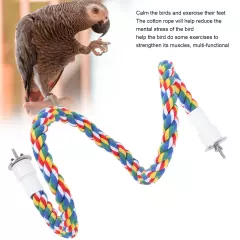 2Pcs Bird Rope Perches Brightly Colored Handmade Chew Toy Parrot Swings Spiral