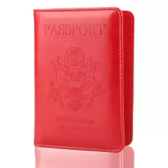 Leather Passport Credit Card Passport Holder Travel Wallet Blocking Case Cover