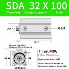 SDA32 Double Acting Pneumatic Cylinder Without Magnet SDA32X5 X10 X15 X20-X100