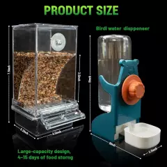 No Mess Bird Water Feeder Dispenser Set, Automatic for Cage,... 