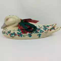 Vintage CARRY LITE Duck Decoy Milwaukee Wis.Painted Decor Christmas Theme Holly