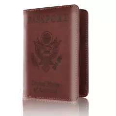 Anti-Theft RFID Blocking Leather Passport Holder ID Credit Card Cover Wallet USA