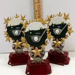 3 GOLF TROPHIES WITH STARS