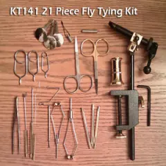 21 Peice Fly Tying Tool Kit w/Rotating Vise - Premium Scissors - KT141