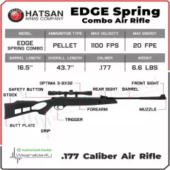 Hatsan Edge Spring Combo Break Barrel .177 Cal Air Rifle with Scope