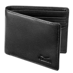 Wallet for Men’s - Genuine Leather Slim Bifold RFID Black-Tumbled Leather