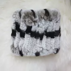 Knitted 100% real rex rabbit fu mittens with headbands/ fur gloves / fur wrap 