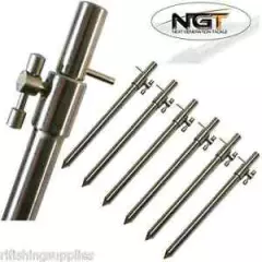 6 x CARP FISHING STAINLESS STEEL MEDIUM SIZED BANK STICKS 30-50CM NGT BANKSTICK