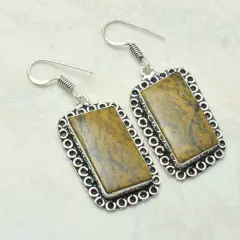 Dendrite Opal Handmade Drop Dangle Earrings Jewelry 1.92" AE-57824