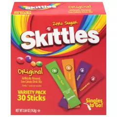 Skittles Singles to Go Variety Pack, Powdered Drink Mix, Zero Sugar 30 ct