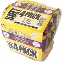 Variety Pack of 4 Flavors of Suet Cakes for Wild Birds 11 Ounces each