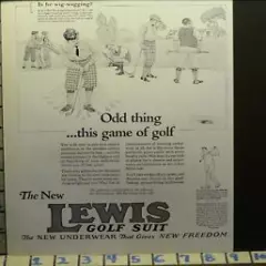 1927 LEWIS GOLF SUIT BALL CLUB ART UNDERWEAR CLOTH GAME SPORT VINTAGE AD I40