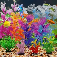 Fish Tank Decorations Plants with Resin Coral, 8 pcs Aquarium Decorations Sma...