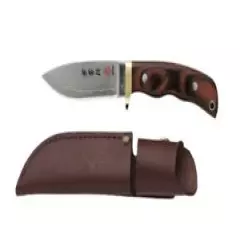 Kanetsune Subaru Drop point, 100mm blade, mahogony micarta handle, leather sheat