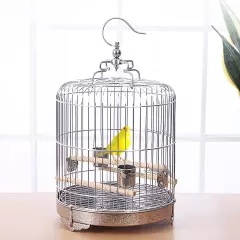 16" Small Parakeet Wire Bird Cage for Finches Canaries Hanging Travel Bird House