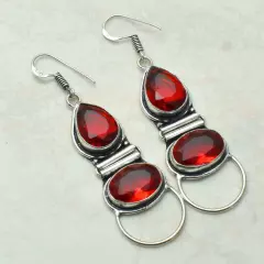 Garnet Handmade Drop Dangle Earrings Jewelry Gift For Her 2.2" AE-58440