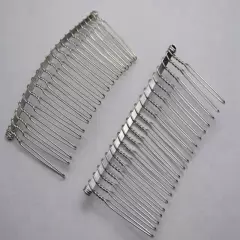 10 Silver Tone Metal Hair Side Combs Clips 76X37mm for DIY Craft