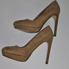 forever 21 suede brown beige heels 4.5 inch