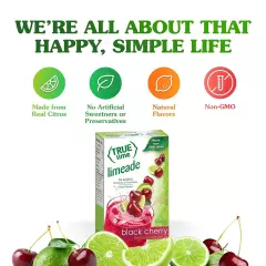 TRUE LIME Black Cherry Limeade Drink Mix 10 Packets Made from Real Limes No Pres