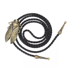 Vintage Western Cowboy Bolo Tie Leather Necktie Rope Cord Pendant Necklace