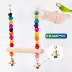 Bird Platform Wooden Parakeet Toys With Swing for Cage Bird Perches With Rattle